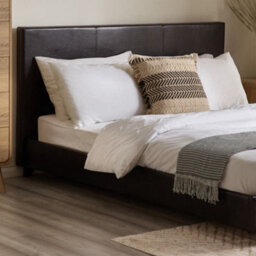 Rialto Brown Faux Leather Bed Frame - 3Ft Single - thumbnail 3