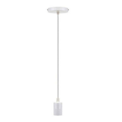 Ledsone Vintage Pendant Light Fitting,  Retro Industrial Style E27 White Lamp Holder , Ceiling Rose, 1M - image 1