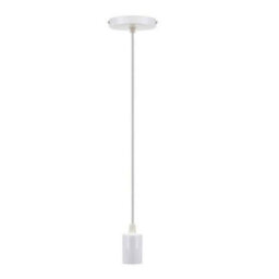 Ledsone Vintage Pendant Light Fitting,  Retro Industrial Style E27 White Lamp Holder , Ceiling Rose, 1M - thumbnail 1