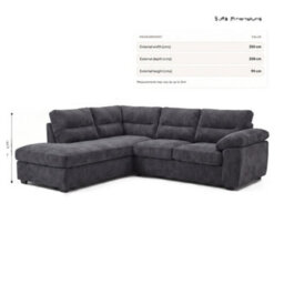 Loft Home Harper Fabric Left Hand Facing Corner Chaise - thumbnail 3