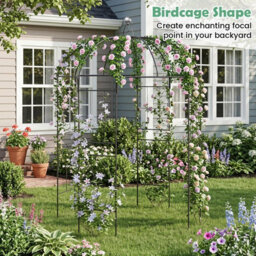 Gainoom Birdcage Shape Metal Gazebo Pergola 4-Sided Garden Pavilion Arch Arbour Heavy Duty Plant Trellis - thumbnail 8
