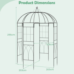 Gainoom Birdcage Shape Metal Gazebo Pergola 4-Sided Garden Pavilion Arch Arbour Heavy Duty Plant Trellis - thumbnail 2