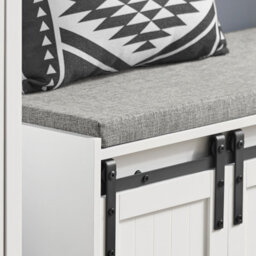 Sobuy Fsr133-W, Shoe Storage Bench With Sliding Doors And Cushion Shoe Cabinet Hallway Bench, Holds 6 Pairs, White - thumbnail 6