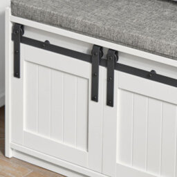 Sobuy Fsr133-W, Shoe Storage Bench With Sliding Doors And Cushion Shoe Cabinet Hallway Bench, Holds 6 Pairs, White - thumbnail 5