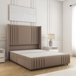 Bsspoke Peyton Divan Bed In Mink Plush Velvet With 54Inch Headboard & 12Inch Footboard No Drawers No Mattress In All Sizes - thumbnail 1