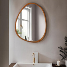 Orta Pebble Mirror With Wood Frame  89X71Cm Brown - thumbnail 2