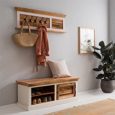 Worcester Oscar Wood Shoe Rack & Hanger Wall Hook Set - image 1