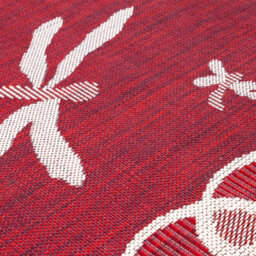 Red Outdoor Rug, Animal Bordered Stain-Resistant Rug For Patio Decks Garden Balcony, Modern Outdoor Area Rug-120Cm (Circle) - thumbnail 2