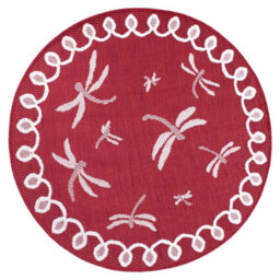 Red Outdoor Rug, Animal Bordered Stain-Resistant Rug For Patio Decks Garden Balcony, Modern Outdoor Area Rug-120Cm (Circle) - thumbnail 5