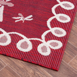 Red Outdoor Rug, Animal Bordered Stain-Resistant Rug For Patio Decks Garden Balcony, Modern Outdoor Area Rug-120Cm (Circle) - thumbnail 3