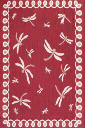 Red Outdoor Rug, Animal Bordered Stain-Resistant Rug For Patio Decks Garden Balcony, Modern Outdoor Area Rug-120Cm (Circle) - thumbnail 4