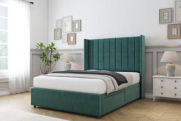 "Comfort Palermo Emerald Plush Divan Bed Set No Drawers - 54"" Wingback 2'6 Small Single" - thumbnail 2