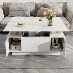 Matteo White Lift-Up Coffee Table With Hidden Storage & Extendable Top, 100Cm - thumbnail 4
