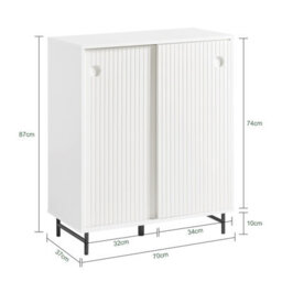 Sobuy Fsb62-W, Sideboard Cabinet Shoe Organizer With Adjustable Shelves Storage Cupboard For Hallway,white,w70Xd37Xh88 - thumbnail 3