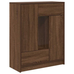 Berkfield Sideboard With Drawers And Doors Brown Oak 73X31X90 Cm - thumbnail 2