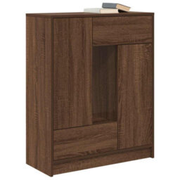 Berkfield Sideboard With Drawers And Doors Brown Oak 73X31X90 Cm - thumbnail 4