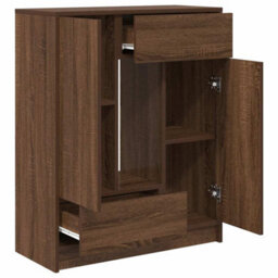 Berkfield Sideboard With Drawers And Doors Brown Oak 73X31X90 Cm - thumbnail 5
