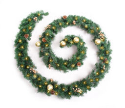 Best Artificial 12Ft Frosted Cream Gold Decorated Christmas Garland With 100 Bright White Led Battery Lights