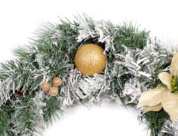 Best Artificial 12Ft Frosted Cream Gold Decorated Christmas Garland With 100 Bright White Led Battery Lights - thumbnail 7