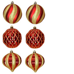 Christmas Tree World The Red & Gold 15Cm Large Feature Bauble 6Pc Set - thumbnail 2