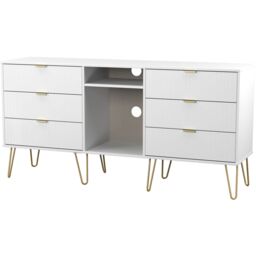Linear Ready Assembled Matt White Media Unit With 2 Shelves & 6 Drawers, (H)152Cm X (W)74Cm X (D)39.5Cm - thumbnail 2