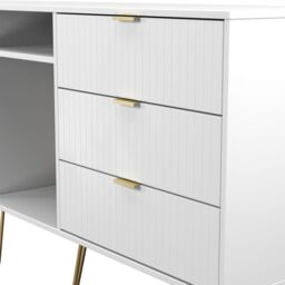 Linear Ready Assembled Matt White Media Unit With 2 Shelves & 6 Drawers, (H)152Cm X (W)74Cm X (D)39.5Cm - thumbnail 3