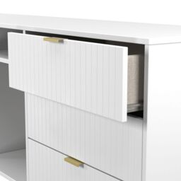 Linear Ready Assembled Matt White Media Unit With 2 Shelves & 6 Drawers, (H)152Cm X (W)74Cm X (D)39.5Cm - thumbnail 4