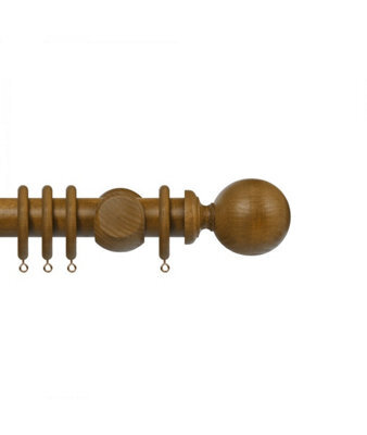 Premium 35mm Wooden Curtain Pole Set - Light Oak 480Cm