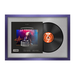"AK Frames 25X17"" Purple Sleek Vinyl Record Frame With Silver Mount For 12 Inch Lp Cover & Disc - Overlapped Design" - thumbnail 1