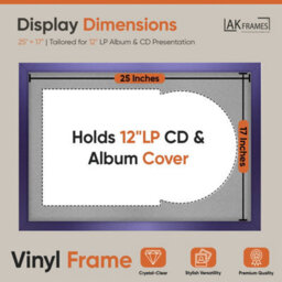 "AK Frames 25X17"" Purple Sleek Vinyl Record Frame With Silver Mount For 12 Inch Lp Cover & Disc - Overlapped Design" - thumbnail 2