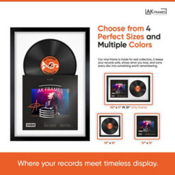 "AK Frames 25X17"" Purple Sleek Vinyl Record Frame With Silver Mount For 12 Inch Lp Cover & Disc - Overlapped Design" - thumbnail 4