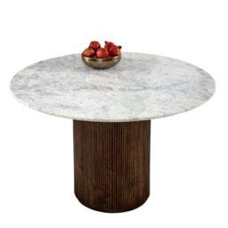 Ancient Mango Wood Dining Table Round With Marble Top - thumbnail 8