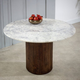 Ancient Mango Wood Dining Table Round With Marble Top - thumbnail 5