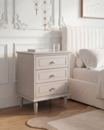 Beliani 3 Drawer Bedside Table Oberon Beige - thumbnail 2