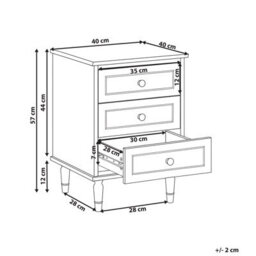 Beliani 3 Drawer Bedside Table Oberon Beige - thumbnail 3