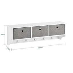 Sobuy Wall Mounted Coat Rack With 3 Baskets & 5 Hooks 39.4X7.9X12.2 Inch Frg282-W - White - thumbnail 3