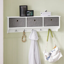 Sobuy Wall Mounted Coat Rack With 3 Baskets & 5 Hooks 39.4X7.9X12.2 Inch Frg282-W - White - thumbnail 9