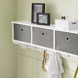 Sobuy Wall Mounted Coat Rack With 3 Baskets & 5 Hooks 39.4X7.9X12.2 Inch Frg282-W - White - thumbnail 8