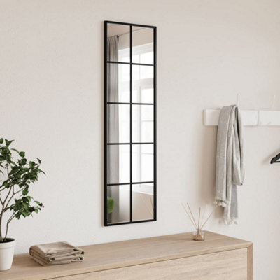 Vidaxl Wall Mirror Black 30X100 Cm Rectangle Iron - image 1