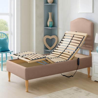 Electric Adjustable Bed Base With Optional Height Adjustment Legs, Mink