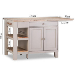 Statement Furniture Florence Truffle Kitchen Island With Cupboard And Shelves - thumbnail 6