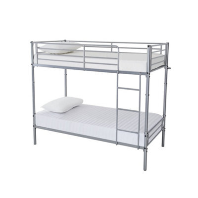 Mattress Guru Lynton Silver Metal 3Ft Bunk Bed With Mesh Base And Guardrail, Splits Into 2 Singles - image 1
