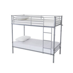Mattress Guru Lynton Silver Metal 3Ft Bunk Bed With Mesh Base And Guardrail, Splits Into 2 Singles - thumbnail 1