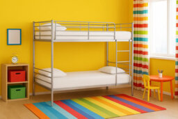 Mattress Guru Lynton Silver Metal 3Ft Bunk Bed With Mesh Base And Guardrail, Splits Into 2 Singles - thumbnail 2