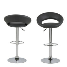 Wyld Haus Jorah Set Of 2 Dark Grey Faux Leather Swivel Bar Stools With Open Back - thumbnail 4