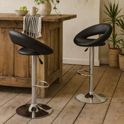 Wyld Haus Jorah Set Of 2 Dark Grey Faux Leather Swivel Bar Stools With Open Back - thumbnail 2