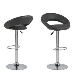 Wyld Haus Jorah Set Of 2 Dark Grey Faux Leather Swivel Bar Stools With Open Back - thumbnail 3