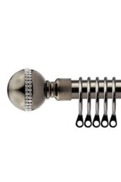 16-19mm Bejeweled Extendable  Metal Curtain Pole Set Black 160-300Cm