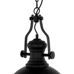 Luminosa Lighting Luminosa Industrial And Retro Hanging Pendant Black 1 Light With Glass Shade, E27 - thumbnail 3