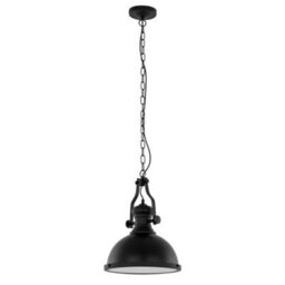 Luminosa Lighting Luminosa Industrial And Retro Hanging Pendant Black 1 Light With Glass Shade, E27 - thumbnail 2